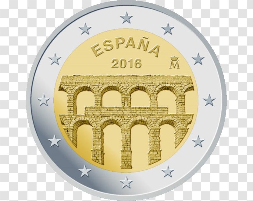 Aqueduct Of Segovia 2 Euro Coin Commemorative Coins - 10 Note Transparent PNG