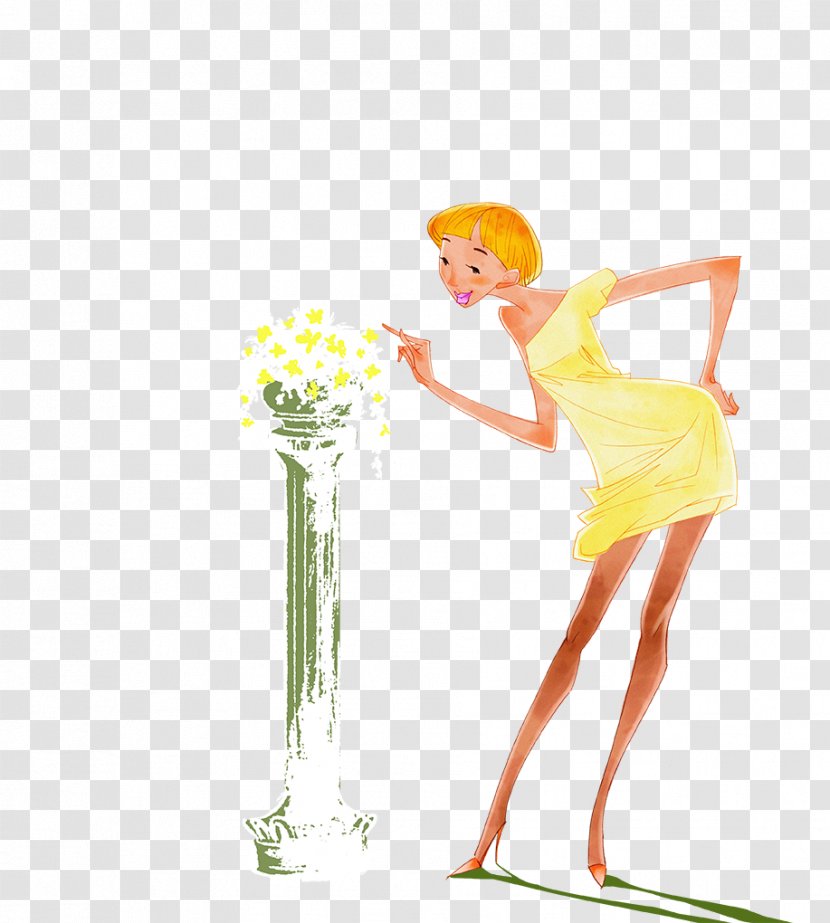 Flower Woman Illustration - Heart - Smell The Flowers Transparent PNG