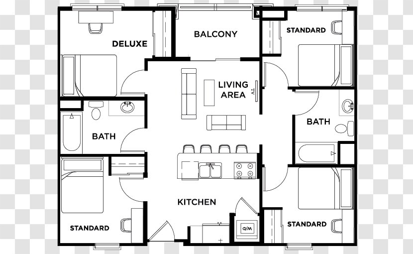 Floor Plan 1200 West Marshall Paper House - Bed Transparent PNG