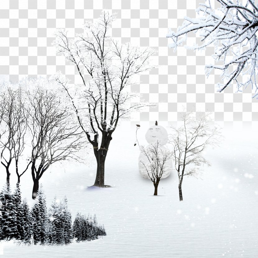 Landscape Snow Winter Wallpaper - Monochrome Photography - Garden Snowman Transparent PNG