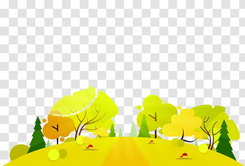 Green Yellow Nature Cartoon Leaf - Tree Grass Transparent PNG