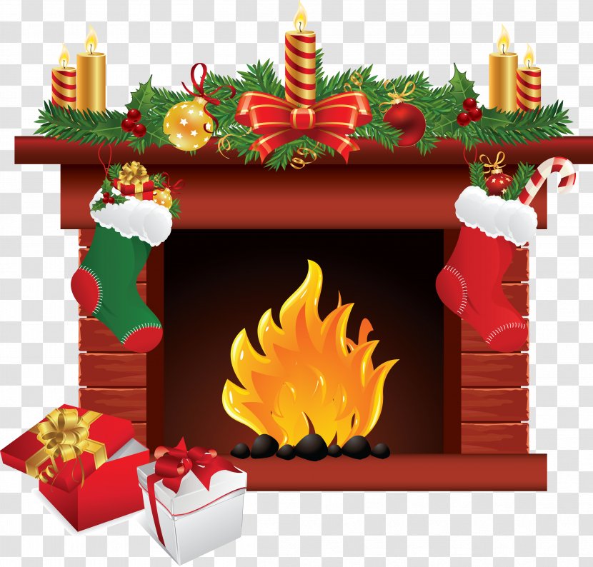 Santa Claus Christmas Fireplace Clip Art - Chimney Transparent PNG