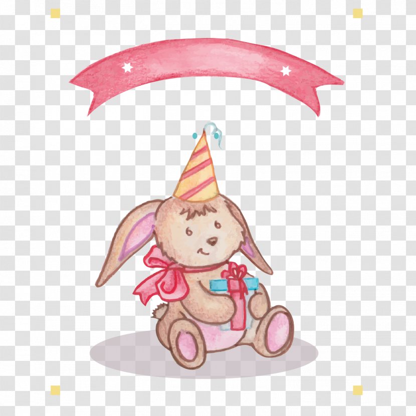 European Rabbit Birthday Illustration - Convite - Lovely Card Vector Transparent PNG