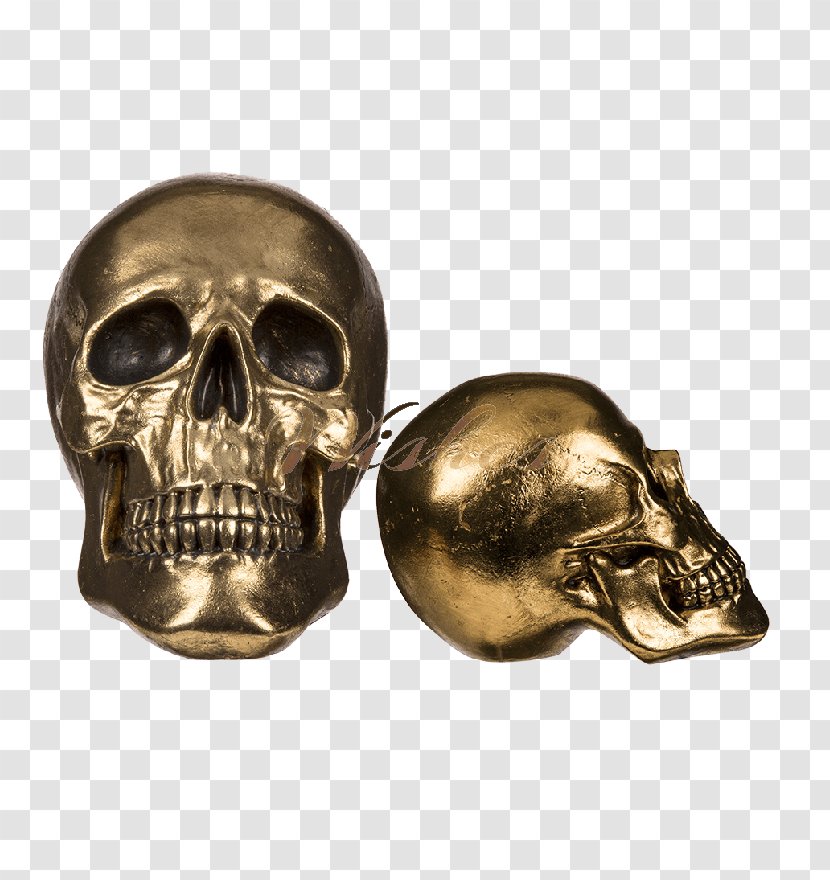 Skull Totenkopf Polyresin Ornament Sculpture - Metal Transparent PNG