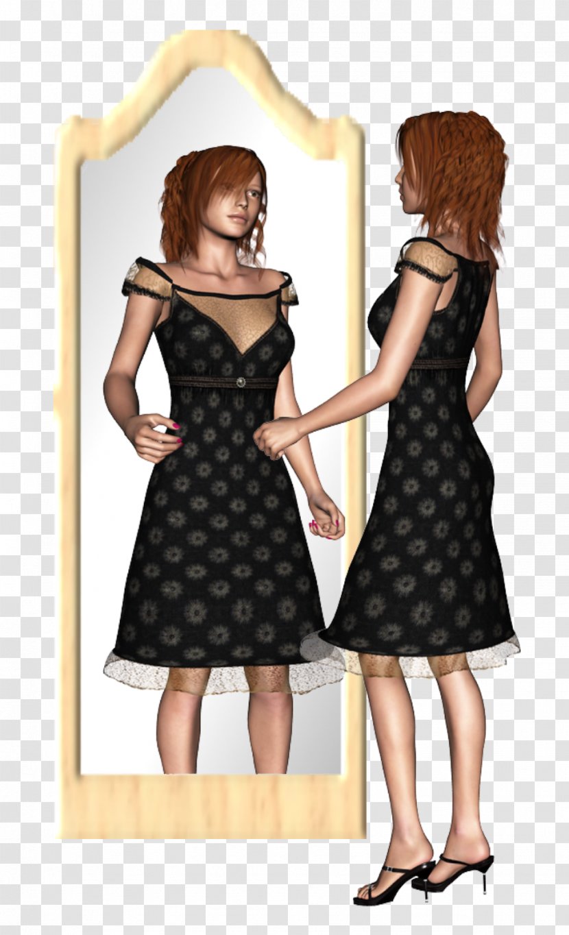 Little Black Dress Polka Dot Shoulder Gown - Watercolor - Wall Mirror Transparent PNG