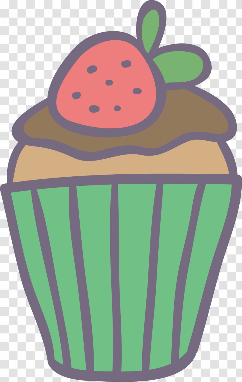 Cupcake Torte Strawberry Cream Cake Cartoon - Vector Hand-painted Transparent PNG