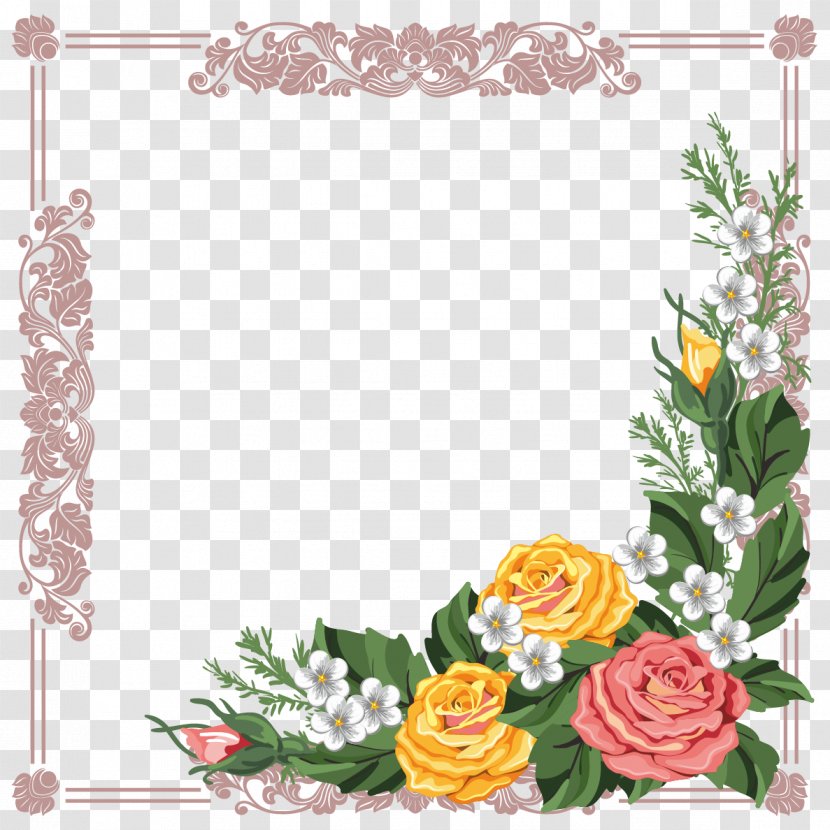 Borders And Frames Picture Flower Clip Art - Drawing - Flowers Vector Material Transparent PNG