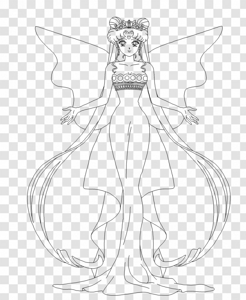 Sailor Moon Queen Serenity Line Art Drawing - Costume Design Transparent PNG