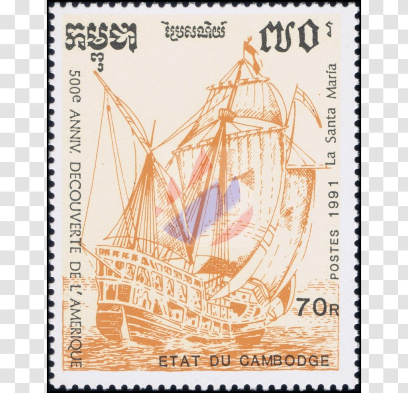 Postage Stamps Voyages Of Christopher Columbus Image Brigantine Illustration - Sailing Ship - Nebenfluss Der March Transparent PNG