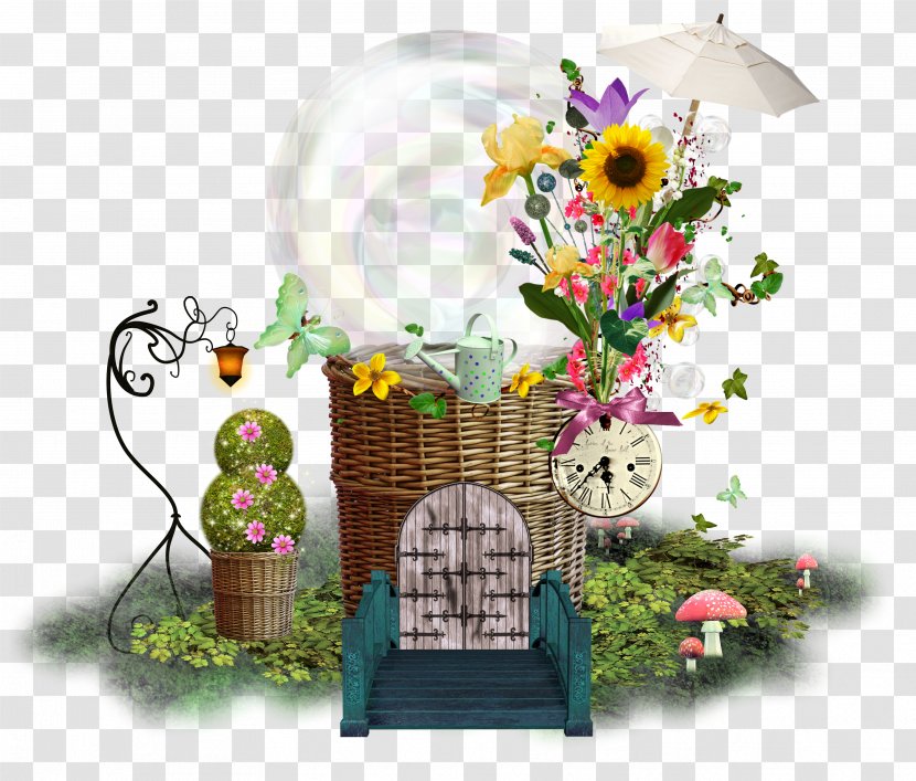 Clip Art - Floristry - Clock Garden Decoration Material Transparent PNG