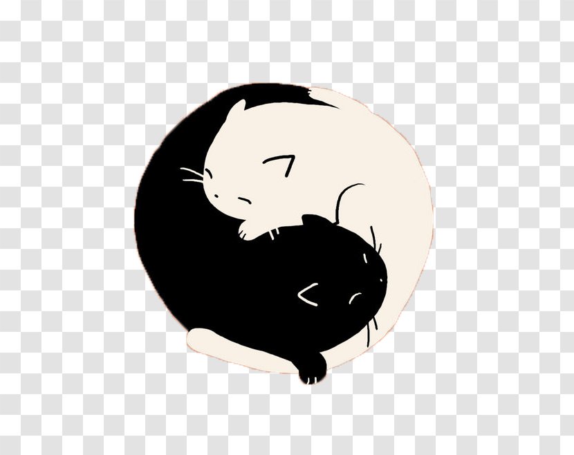 Black Cat Yin And Yang T-shirt - Symbol - Hand-painted White Transparent PNG