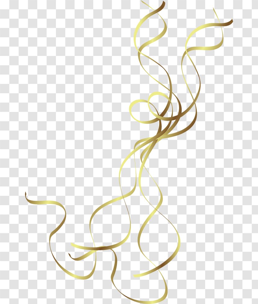 Vector Painted Dynamic Golden Ribbon - Material - Product Design Transparent PNG