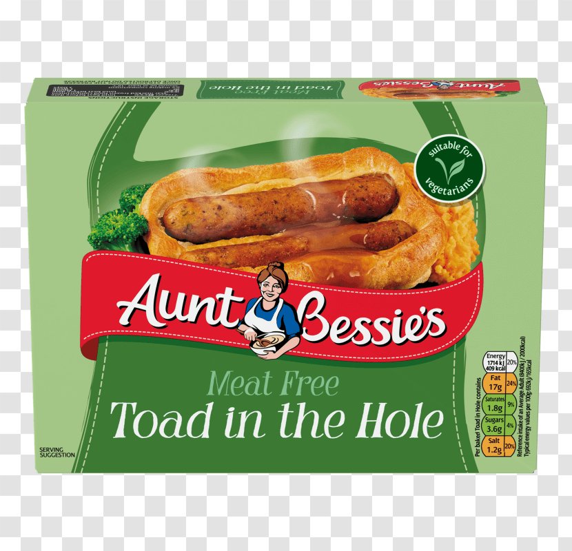 Toad In The Hole Yorkshire Pudding Vegetarian Cuisine Aunt Bessie's Meat - Snack Transparent PNG