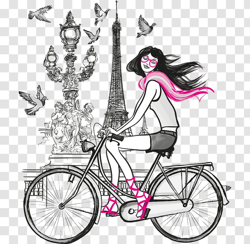 Eiffel Tower Wall Decal Bicycle - Frame Transparent PNG