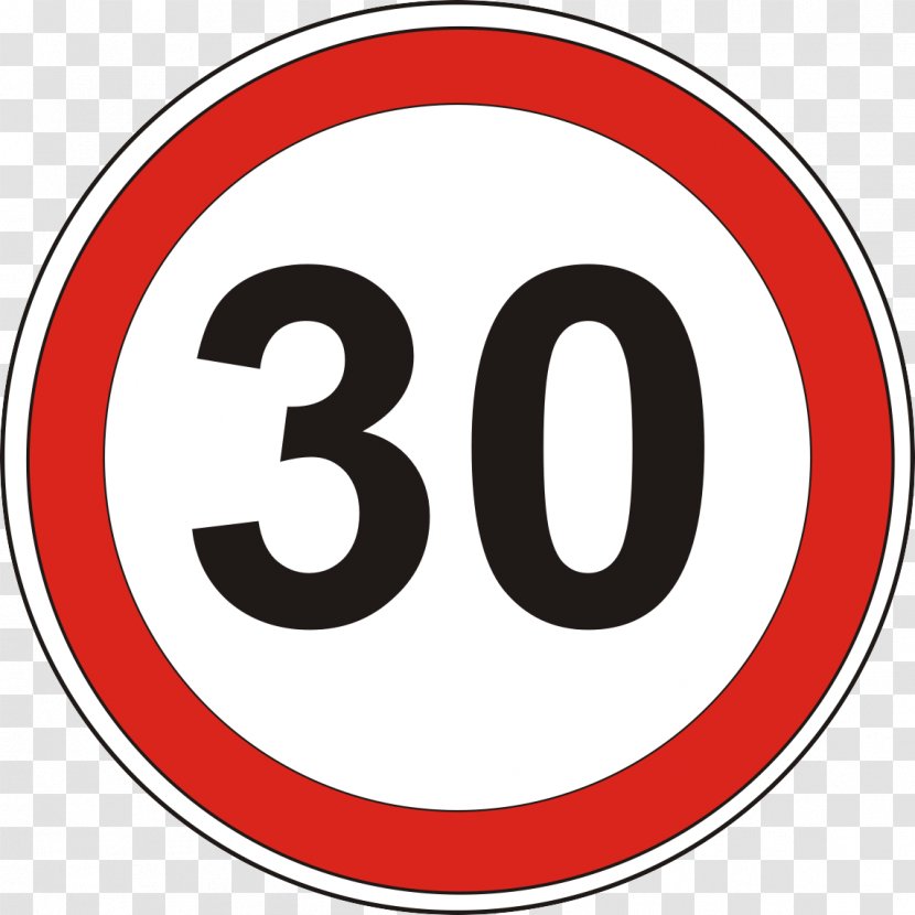 Road Speed Limit Traffic Sign - Trademark - 30 Transparent PNG