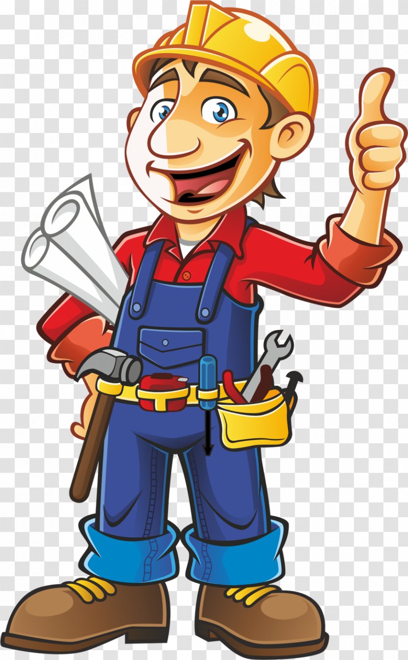 Construction Worker Architectural Engineering Cartoon Clip Art - Hand Transparent PNG