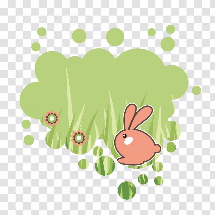 Easter Bunny Rabbit Hare Clip Art - Plant - Vector Green Cartoon Background Decorative Transparent PNG