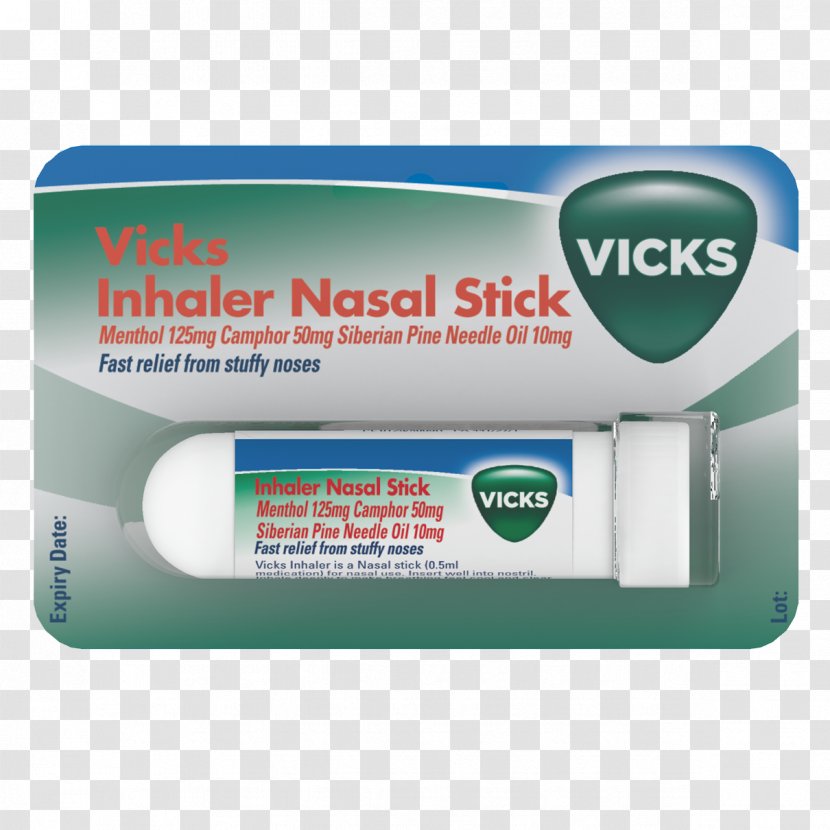 Vicks VapoRub Sinex Nasal Congestion Inhaler - Brand - Nose Transparent PNG