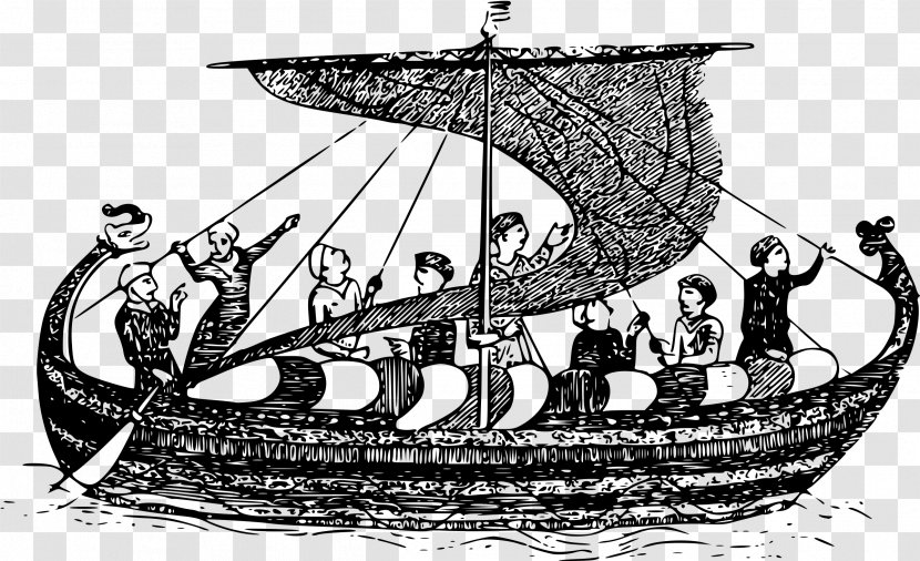 Viking Age Ships Norsemen Clip Art - Black And White - VIKING SHIP Transparent PNG