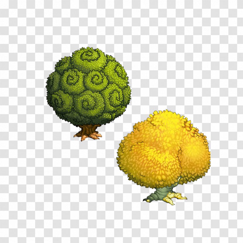 Tree Green Yellow - Pixel Art - Two Trees Free To Pull The Material Transparent PNG