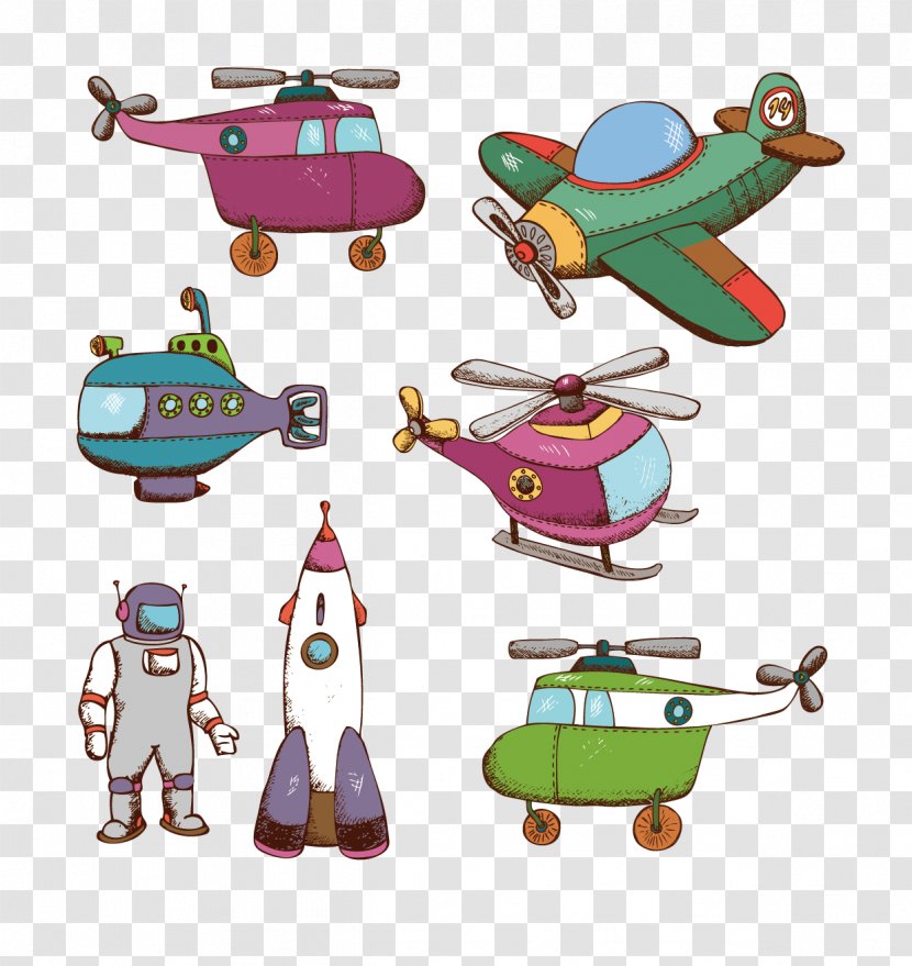 Airplane Helicopter Aircraft Illustration - Photography - Rocket Vector Material Transparent PNG