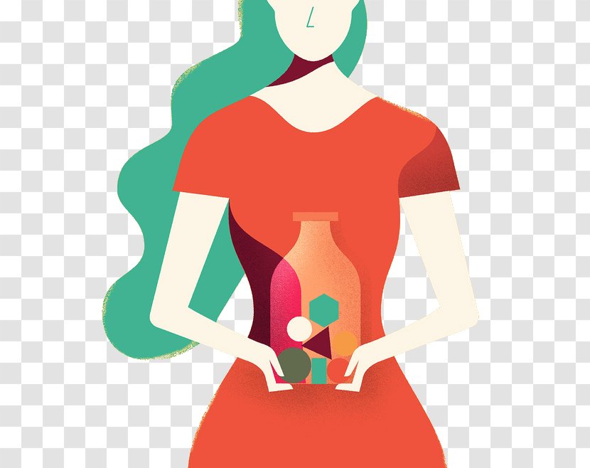 Visual Arts Illustrator Drawing Digital Illustration - Flower - Flat Red Dress Goddess Transparent PNG