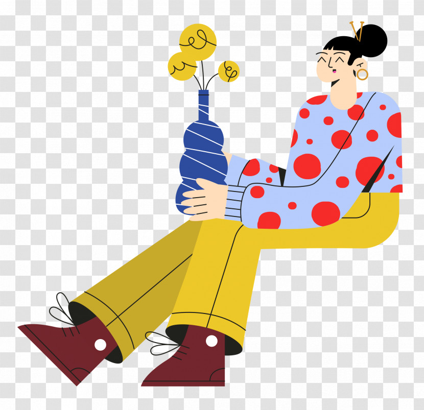 Lady Sitting On Chair Transparent PNG