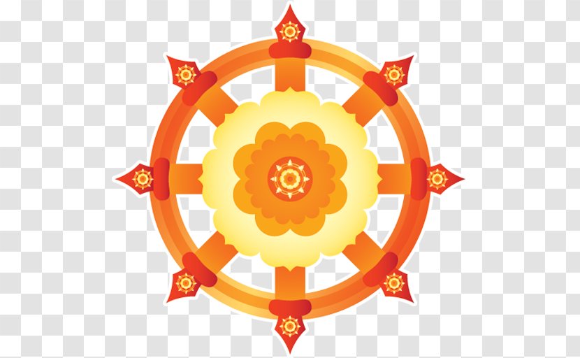 Dharmachakra Buddhist Symbolism Buddhism Religious Symbol - Orange Transparent PNG