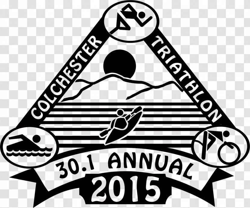 34th Annual Colchester Triathlon Burlington 7/29 @ Bayside Beach - Black And White - Logo Transparent PNG