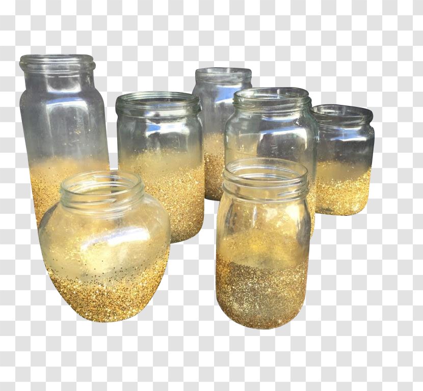 Mason Jar Glass Bottle Canning - Silver Glitter Chandeliers Transparent PNG