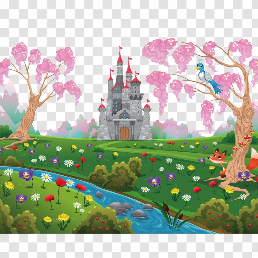 Fairy Tale Castle Theatrical Scenery Illustration - Flowering Plant - Dream Forest Transparent PNG