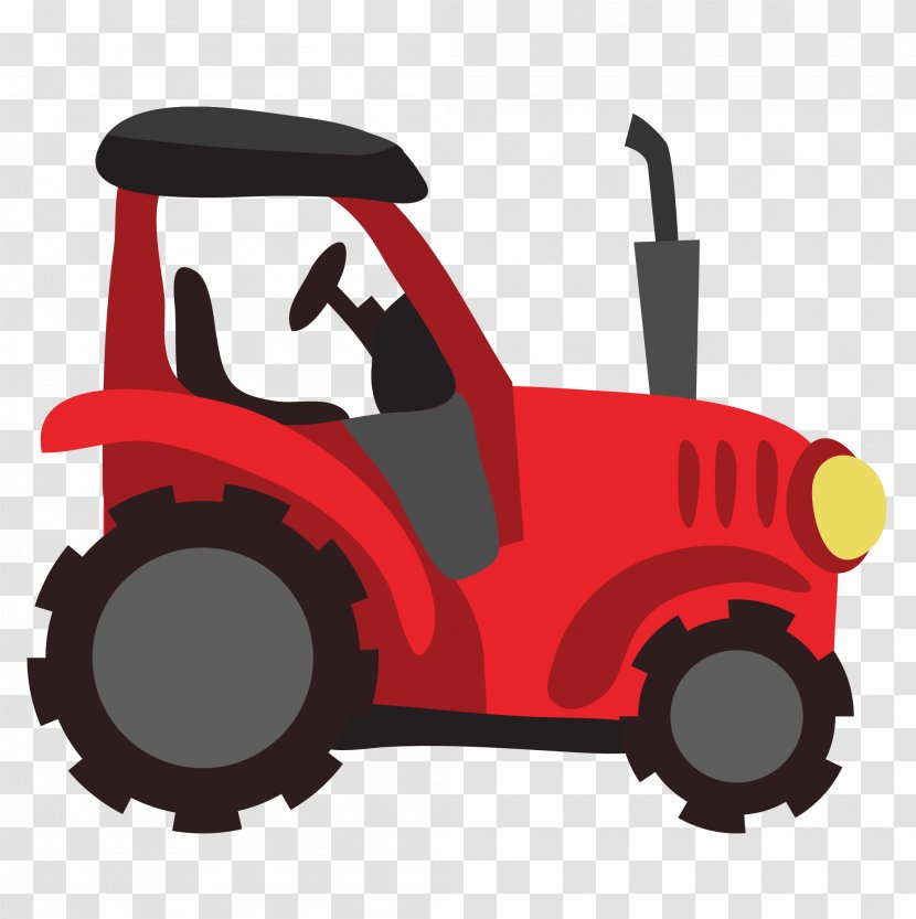 Animal Party Clip Art - Farmer - Red Tractor Transparent PNG