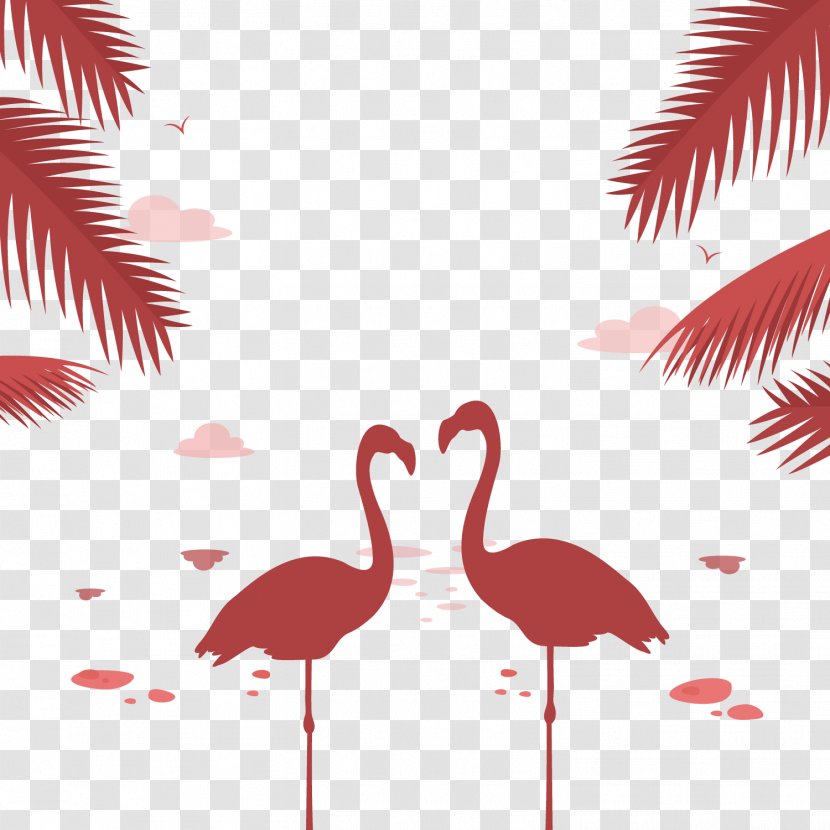 Bird Silhouette Euclidean Vector Illustration - Point - Beach Flamingo Lovers Transparent PNG