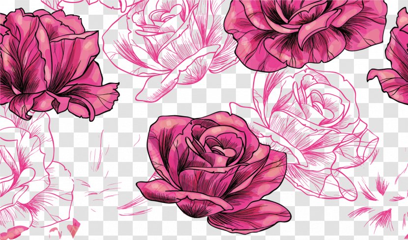 Rose Flower Pattern - Pink Transparent PNG