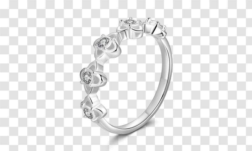 Earring Wedding Ring Jewellery Gemstone - Silver - Flowers Transparent PNG