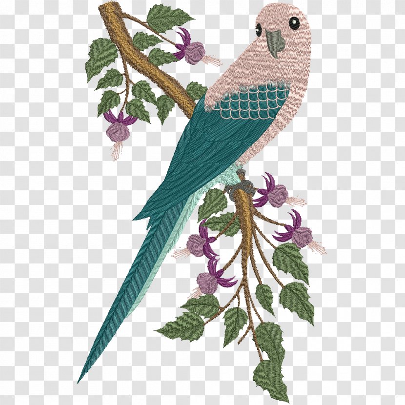 Machine Embroidery Parrot Crane Bird - Fauna Transparent PNG