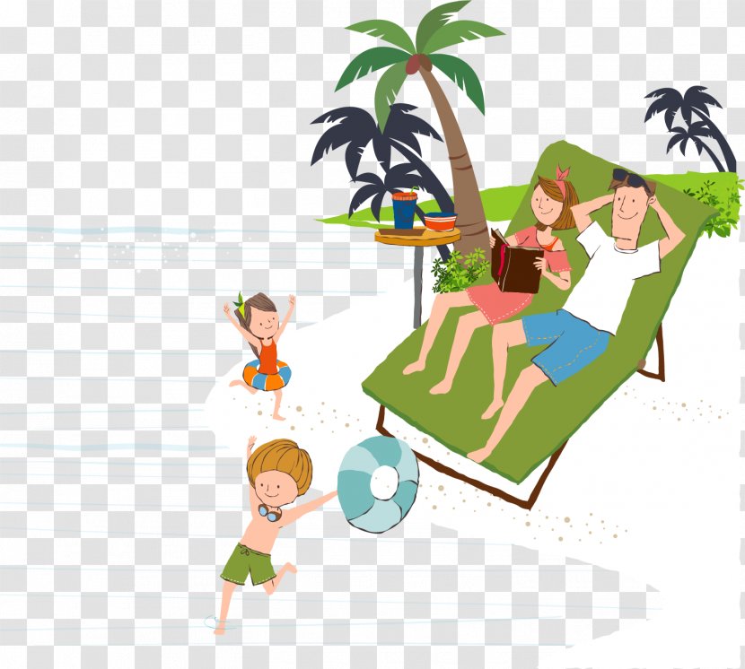 Cartoon Child Illustration - Vector Seaside Vacation Family Transparent PNG