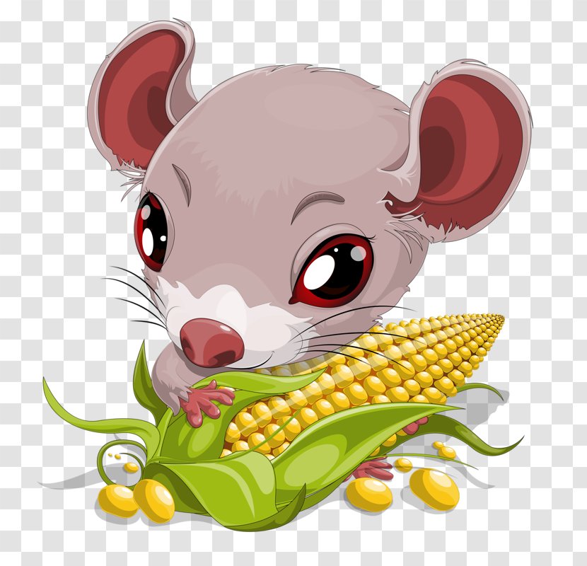 Mouse Cartoon Clip Art - Food - Rat Eating Corn Transparent PNG