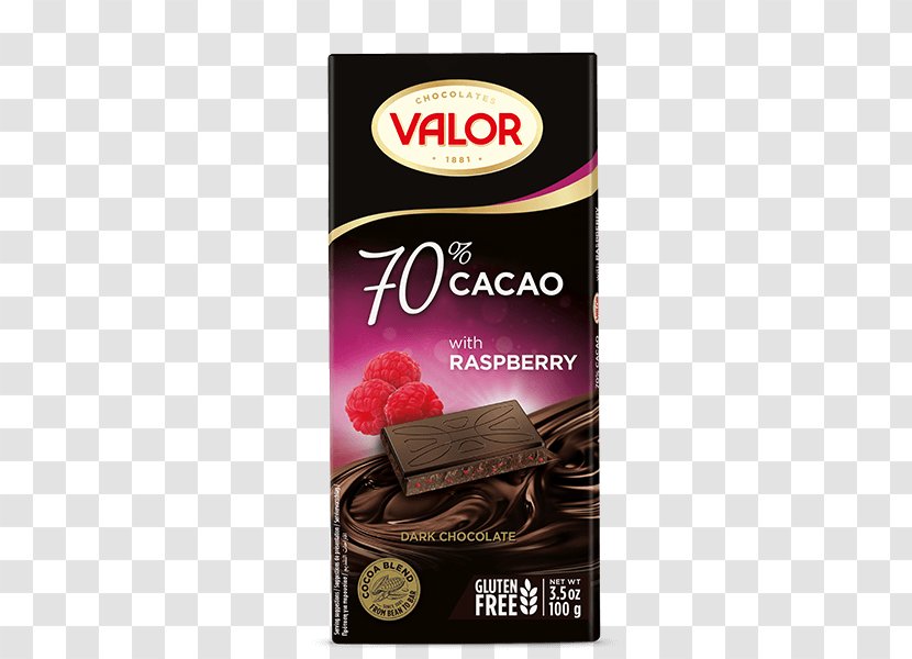 Chocolate Bar Truffle Dark Chocolates Valor, S.A. - Silhouette - Raspberry Desserts Transparent PNG