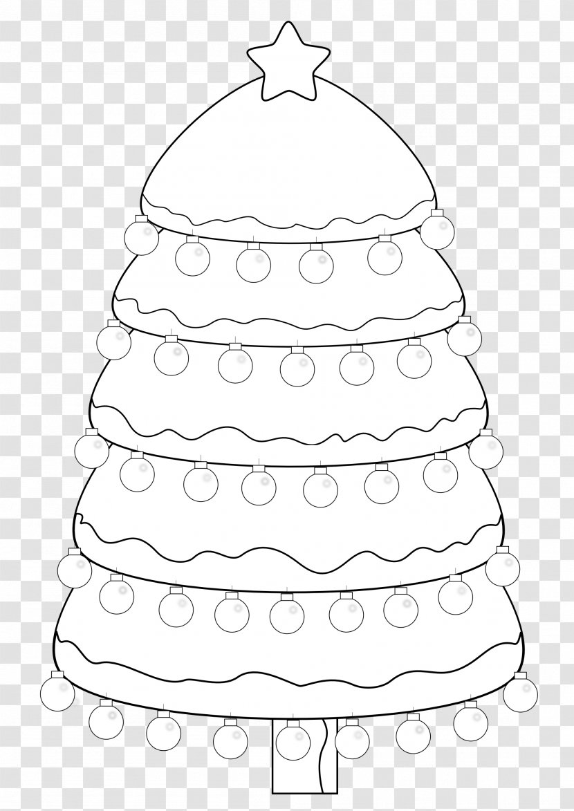 Line Art Christmas Tree White Transparent PNG