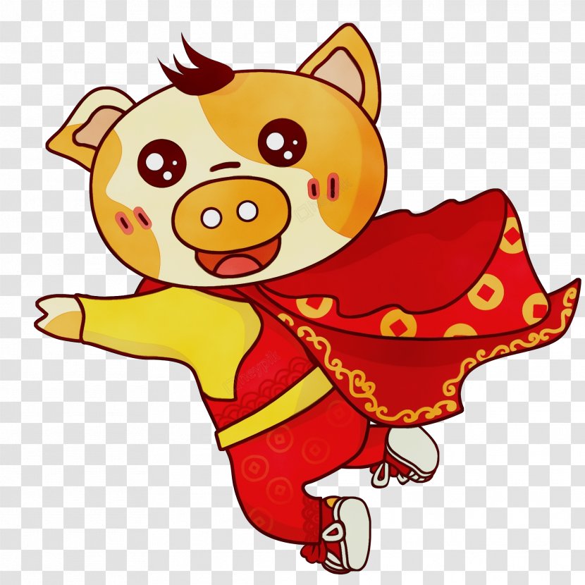 Happy Chinese New Year Cartoon - Red - Smile Transparent PNG