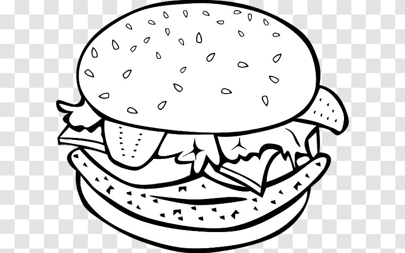 Hamburger French Fries Cheeseburger Fast Food Clip Art - Black And White - Sandwich Vector Transparent PNG