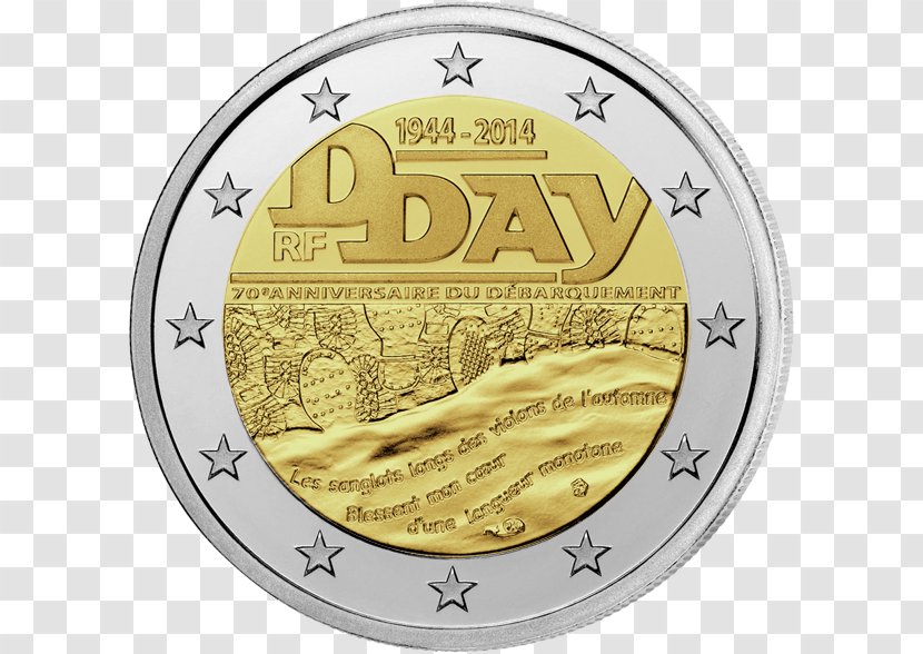Normandy Landings Operation Overlord Invasion Of 2 Euro Commemorative Coins - Coin Transparent PNG
