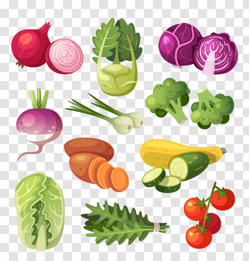 Leaf Vegetable Grocery Store Food Zucchini - Stock - Cartoon Cauliflower Onion Tomato Cucumber Transparent PNG