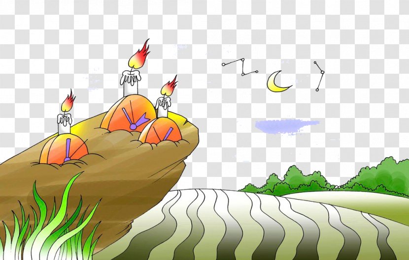 Cartoon Cliff Illustration - Art - Candle Transparent PNG