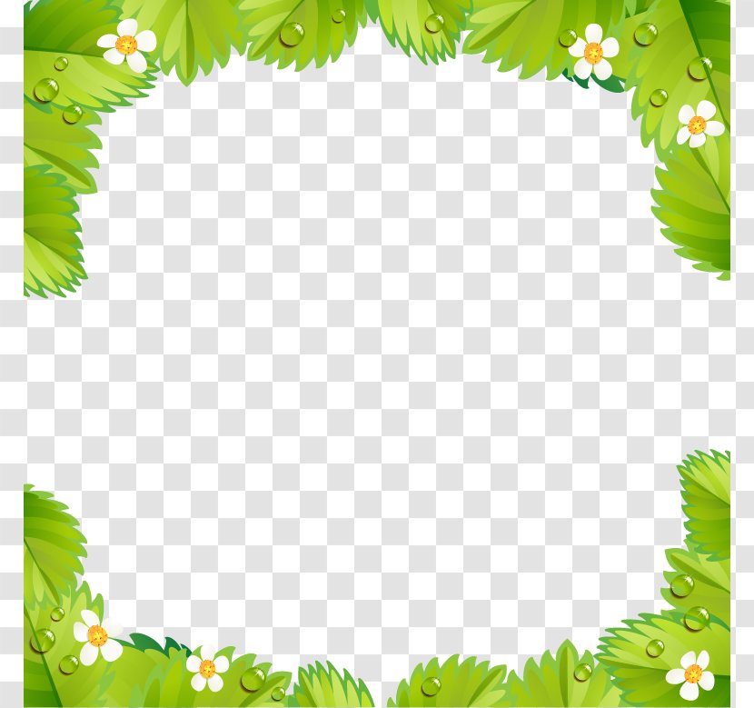 Strawberry Pie Shortcake - Grass - Green Leaf Frame Background Material Transparent PNG