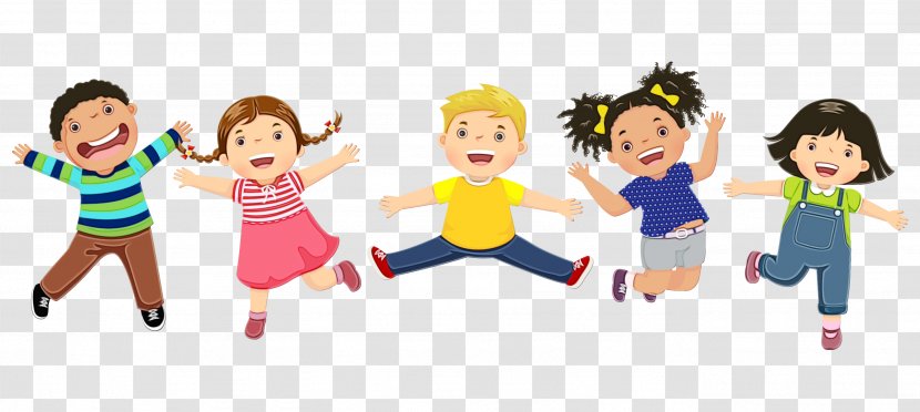 Cartoon People Social Group Child Fun - Watercolor - Playing With Kids Youth Transparent PNG