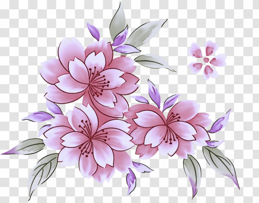 Lilac Petal Pink Flower Plant - Watercolor Paint Flowering Transparent PNG