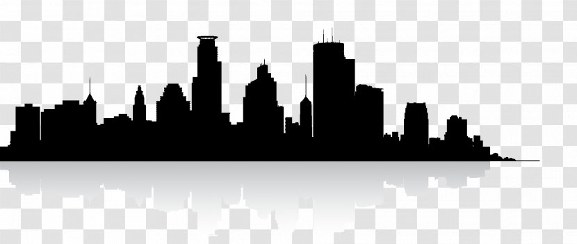 Minneapolis Skyline Photography - Black And White - City Silhouette Transparent PNG