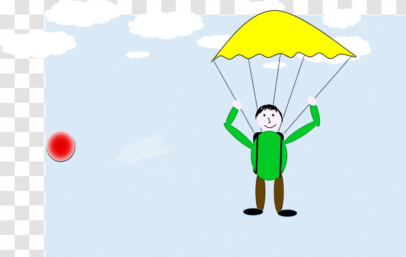 Green Cartoon Umbrella Parachute Happy - Sky Transparent PNG